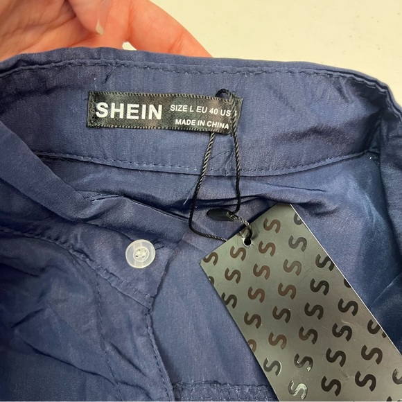 SHEIN Women’s Navy Blue Top Shirt Blouse Size L - Picture 6 of 7